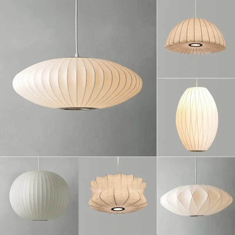 

Nordic Minimalism Silk Led Pendant Lights Wabi Sabi Lustre E27 Pendant Lamp Suspend Chandelier Led Luminarias Hang Lamp Fixtures