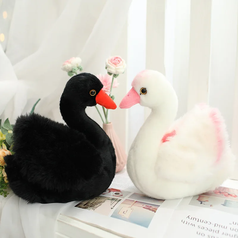 

1Pcs 25CM Cute Swan Couple Black White Swan Plush Toy Fun Stuffed Swan Plushie Wedding Decor Dolls For Christmas Gift Room Decor