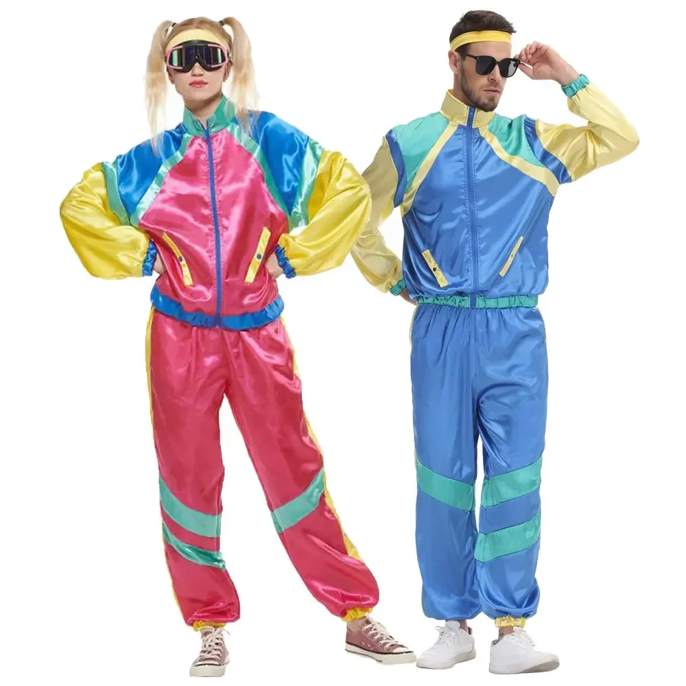 

Halloween Couples Hippie Costumes for Women Male Vintage 70s 80s Rock Disco Cosplay Outfits Carnival Party Fantasia Dress Up