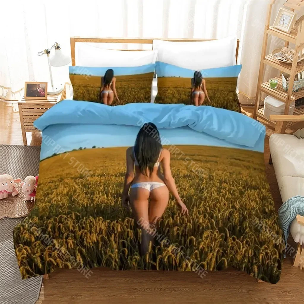 3D Digital Bikini Bedding Set,Duvet Cover Pillowcase,Popular Style queen bedding set
