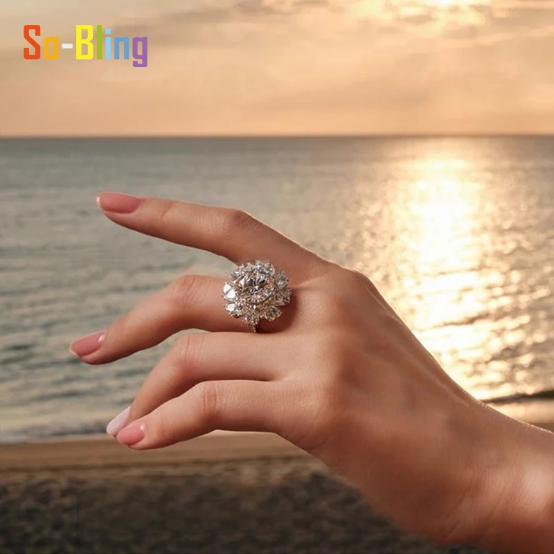So-Bling 925 فضة خواتم 5ct مويسانيتي خاتم D اللون VVS1 مع شهادة Gra للنساء مجوهرات الحفلات هدية #3