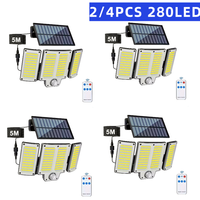 2/4PCS Outdoor Solar Wall Lamp 280LED Motion Sensor Lights with Remote Control 3 Modes Solar Floodlight for Garden Yard Garage