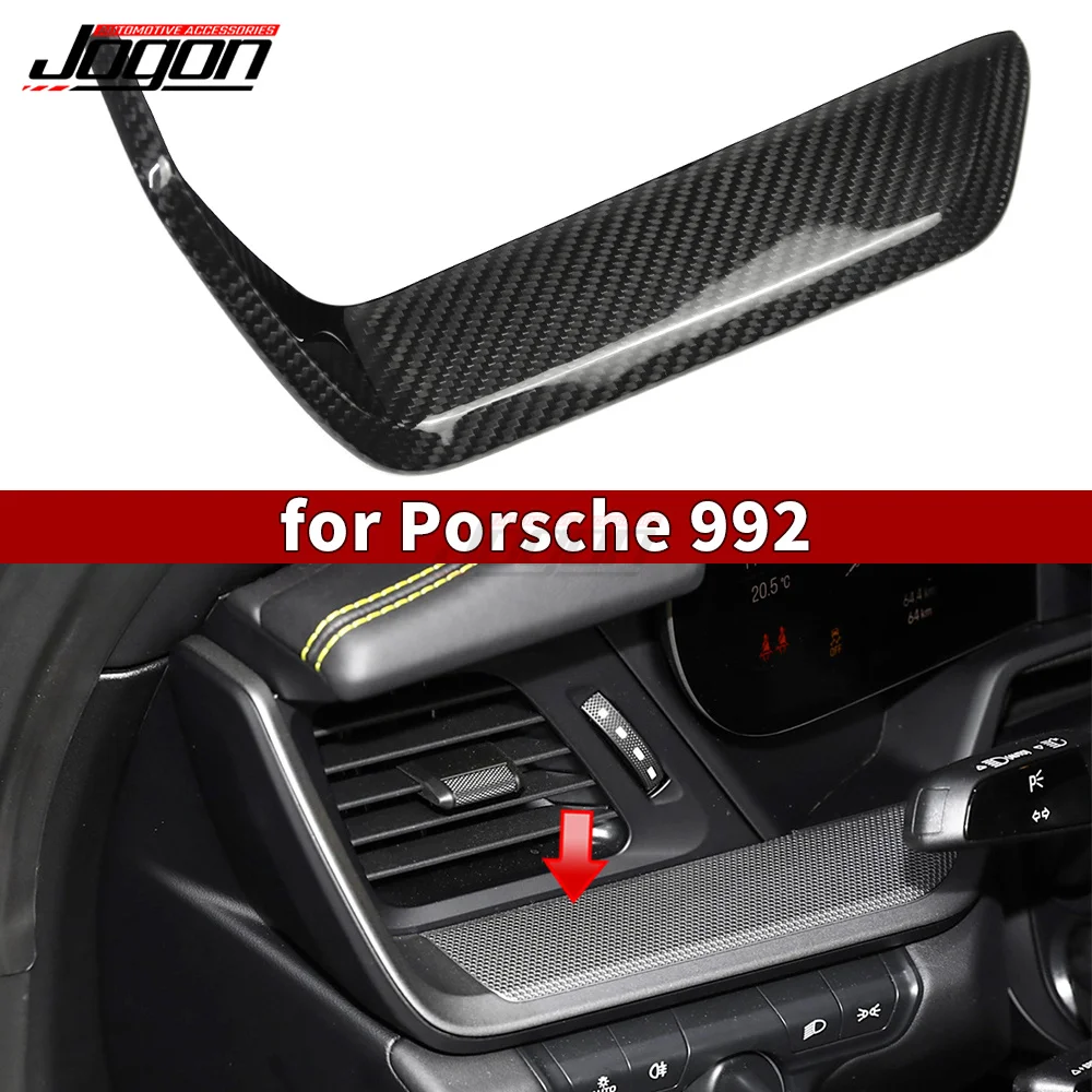 Jogon-Panel de salpicadero frontal de fibra de carbono Real, cubiertas de ventilación lateral embellecedoras para Porsche 911 992 Targa 4 Turbo S Carrera T 2020 -2024