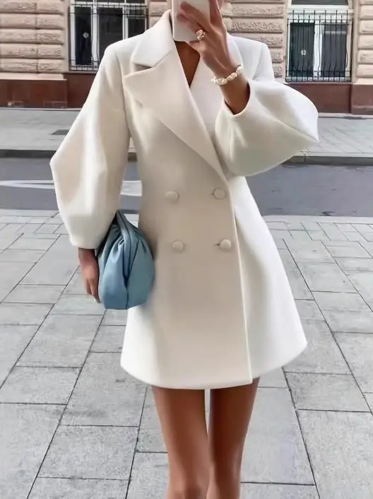 

Осень-зима 2024, новое шерстяное пальто в дворцовом стиле в стиле ретро с рукавами-фонариками и большим воротником, короткое элегантное пальто, женская одежда