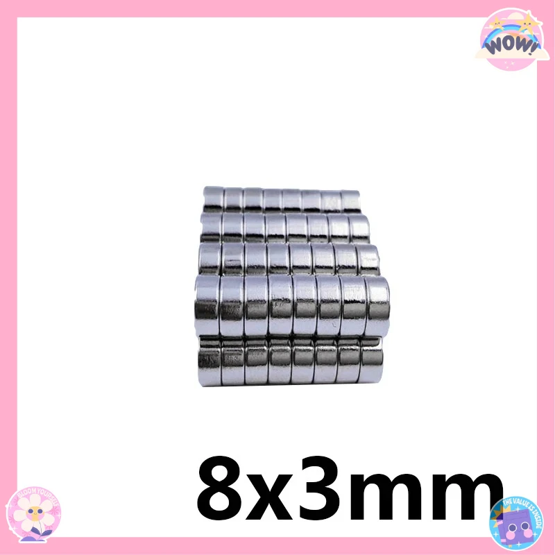 8x3 mm Small Round Powerful Magnet 8mmx3mm For Home Refrigerators, Offices DIY 8x3mm Strong Magnets 8*3