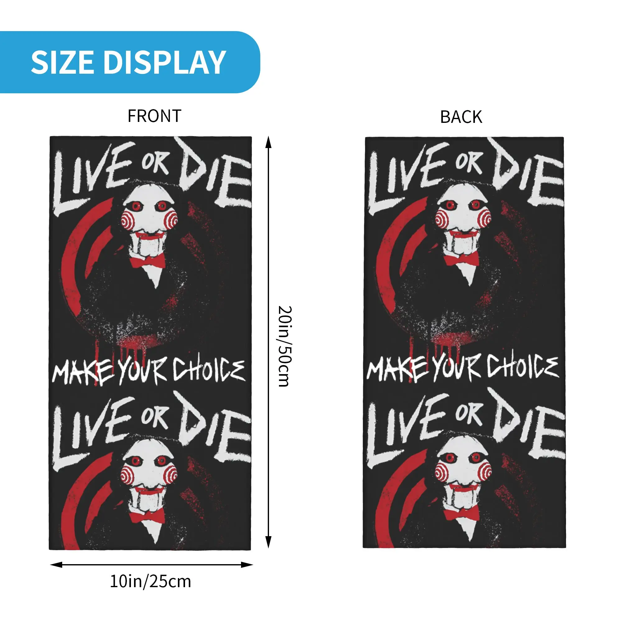 Custom S-Sawes Horror Movie 80s Vintage Winter Headband Neck Warmer Men Women Hunting Tube Scarf Retro  Face Bandana Gaiter