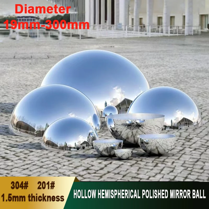 

1Pcs 304# 201# 1.5mm Diameter 19mm-300mm Stainless Steel Hollow Hemisphere Mirror Polished Cap for Wall/Stairs/Commercial Decor