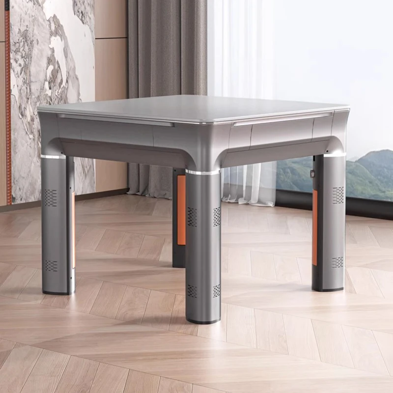 

Четырехсторонний обеденный стол с подогревом, машина для Маджонга, полностью автоматическая домашняя настольная плитка для Маджонга двойного назначения, обеденный стол для игр