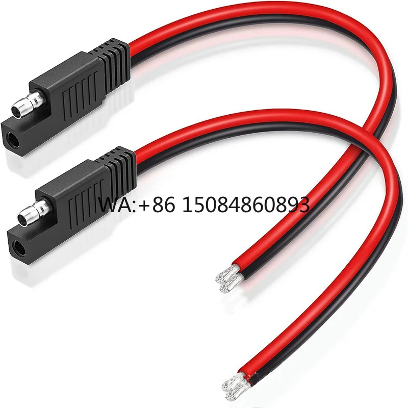 2×16AWG SAE Plug to Stripped Tinned End Extension Wire, Open-end Custom Wiring Accessories for Self-assembled Solar Battery Pack