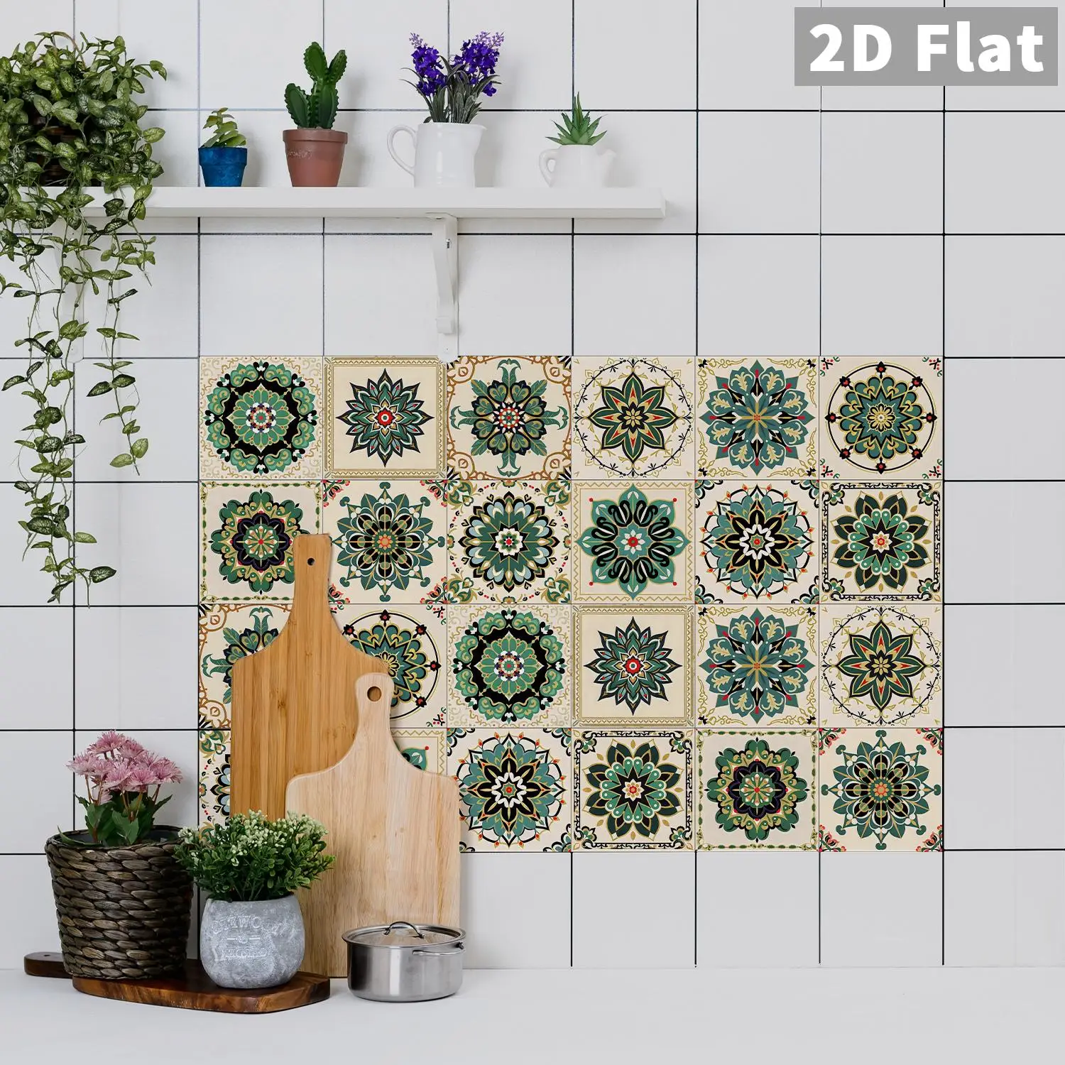 Retro-Mandala-Muster Wandaufkleber, Selbstklebend und Hitzebeständig, für Wohnzimmer, Schlafzimmer und Heimdekoration – Detail 5