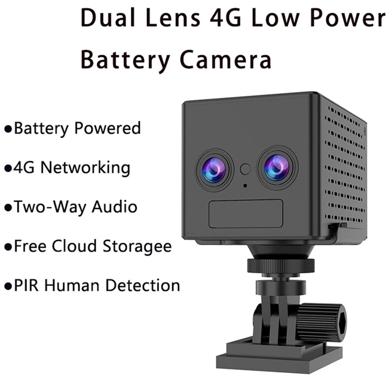 Telecamera 4G HD Mini Dual Lens 3000Mah PIR Visione notturna Movimento Rilevazione umana Videocamera di sorveglianza IP