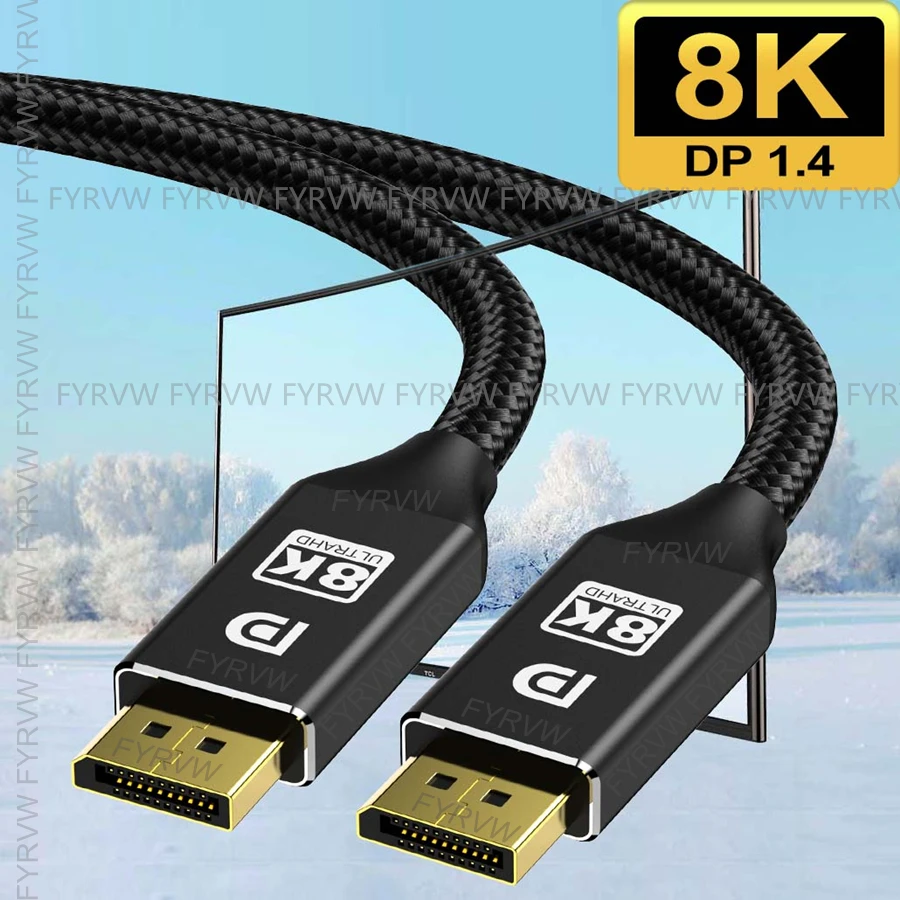 DisplayPort Cable DP 240Hz Cable DP2.1 16K 8K 144Hz 165Hz Display Port Cord Adapter For Video PC Laptop TV 8K Display Port Cable