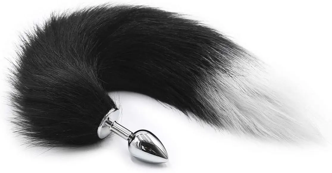 

Butt Plug Fox Tail Stainless Steel Anal Stopper Cosplay Plug Smooth Anal Sex Toy for Women(Faux) (Black/White)