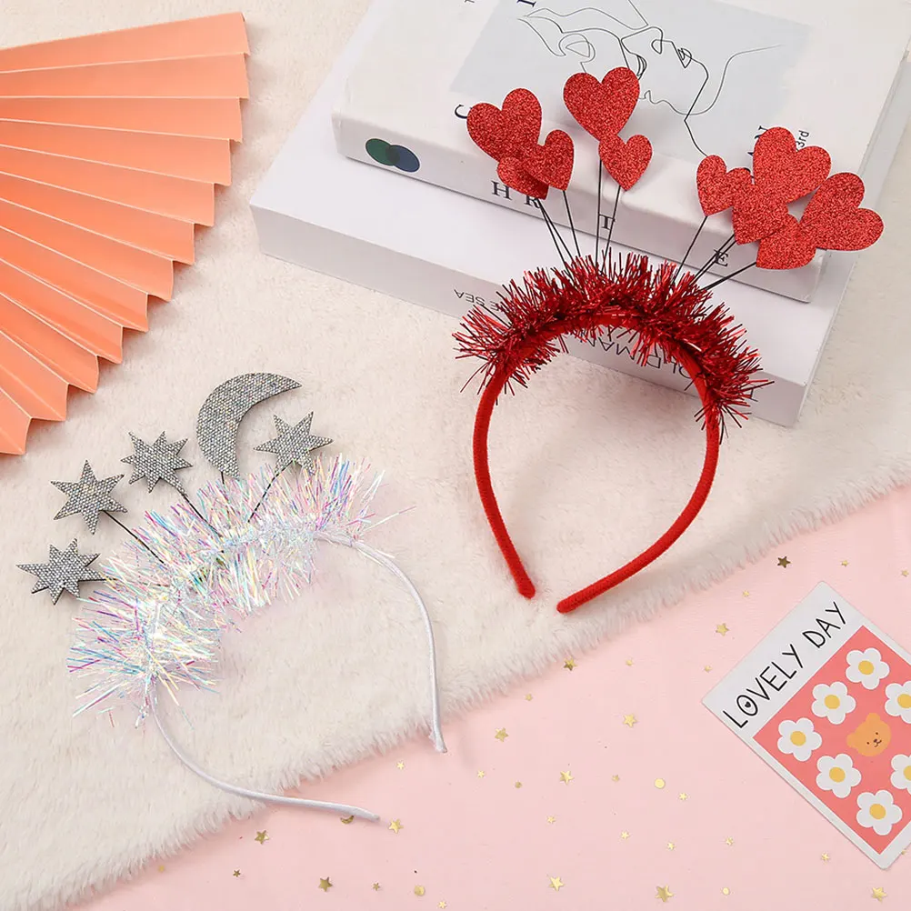 

2Pcs Heart Headb Valentine's Day Party Hairb Decorative Romantic Headdress Heart Headdress Colors Costumes Wear