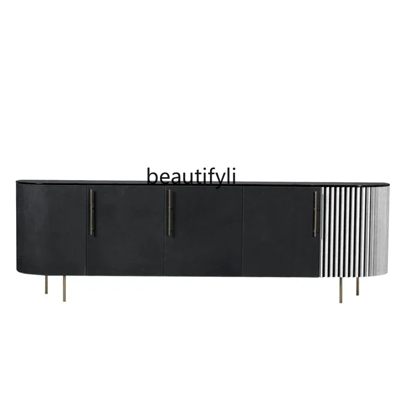 TTT TV cabinet simple modern Italian minimalist rock slab solid wood coffee table TV cabinet combination