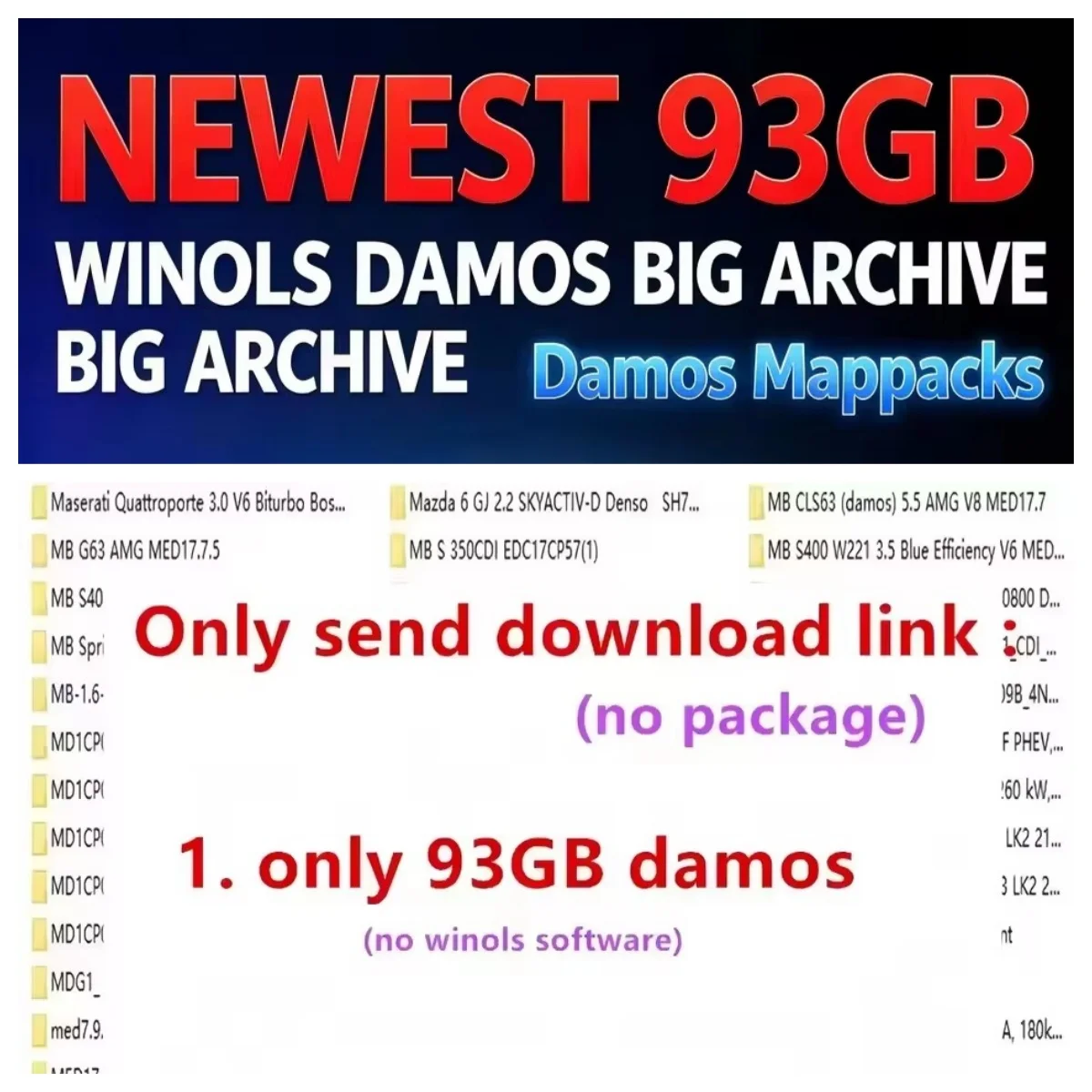 Newest 93GB WinOLS DAMOS Big Pack Damos Mappacks Archive for ECU Chip Tuning All Data Maps Files Compatible with WinOLS Software