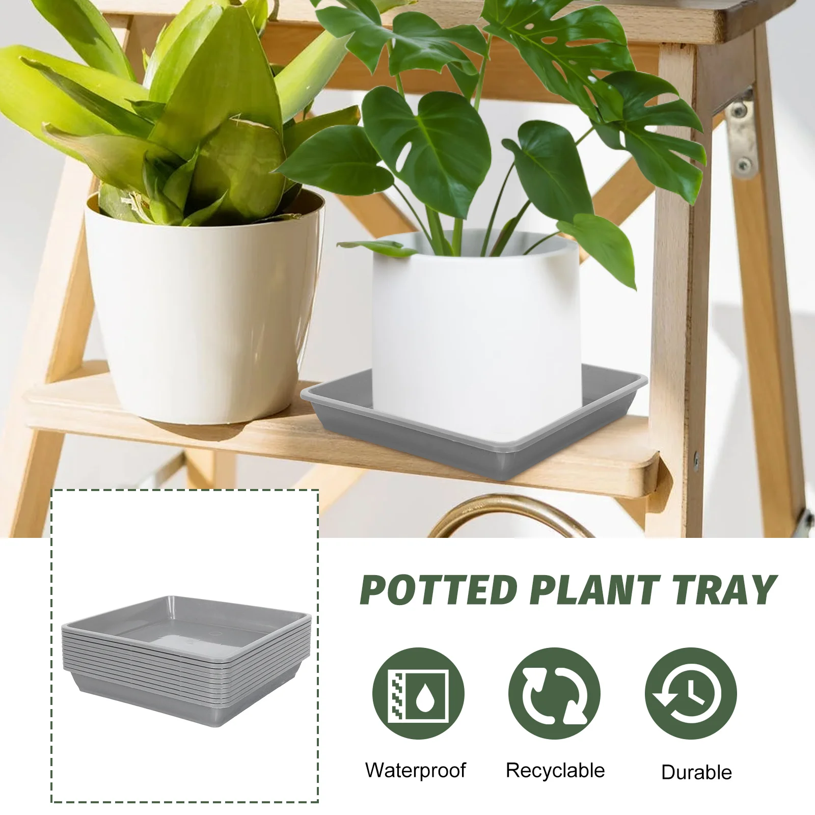 

10 Pcs Flowerpot Bases ABS Plastic Plant Pot Plates Gardening Trays Lightweight Durable Reusable Prevent Water Leaking