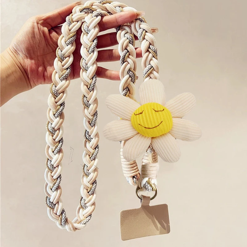 

Ремешок для мобильного телефона, плечевой ремень через плечо, женский длинный ветер, цветок, веревка ручной работы, прочная и прочная уличная веревка с защитой от потери