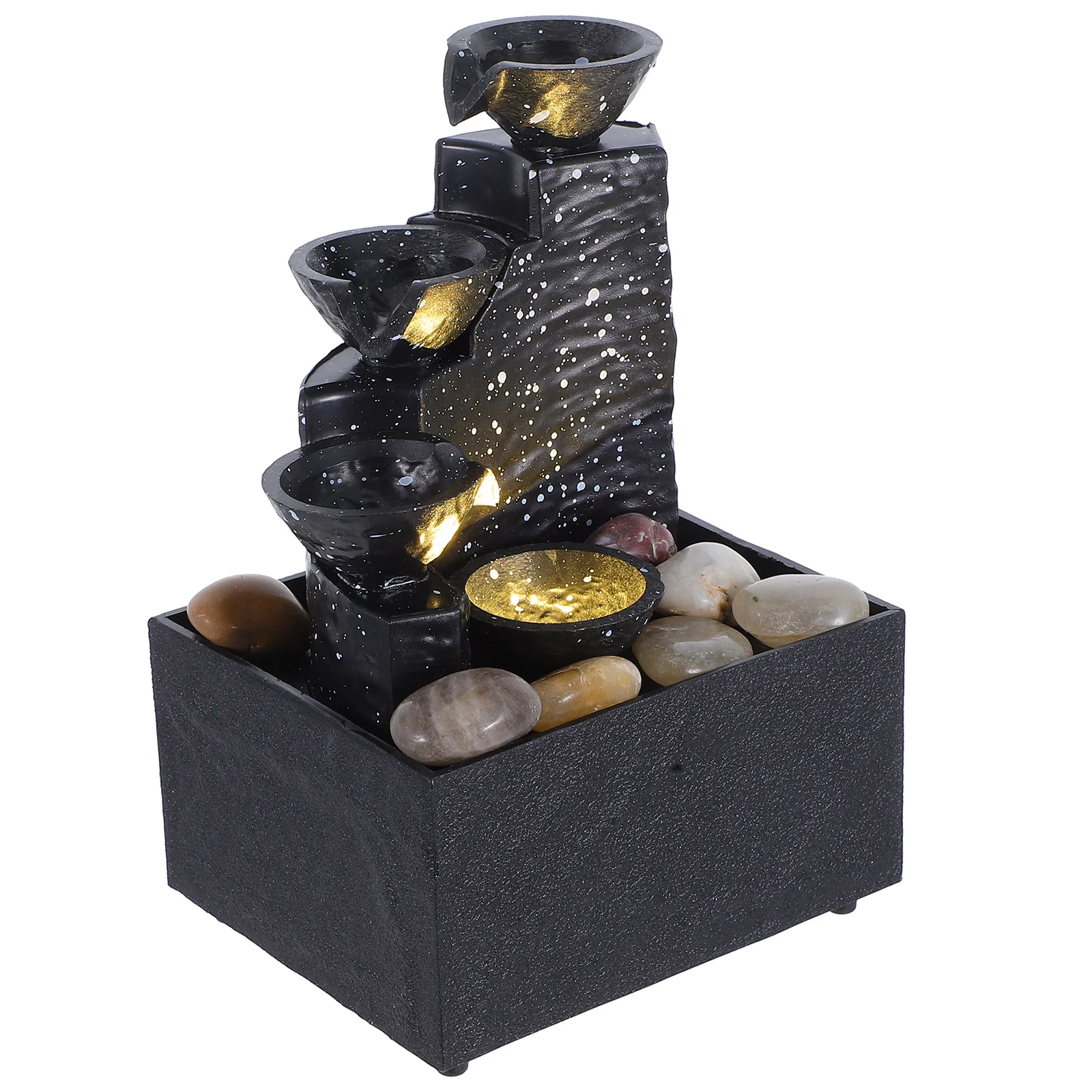 

Tabletop Waterfall Decoration Indoor Water Fountain Craft Small Desk Statue Meditation Home Office Decor Relaxing Fountain