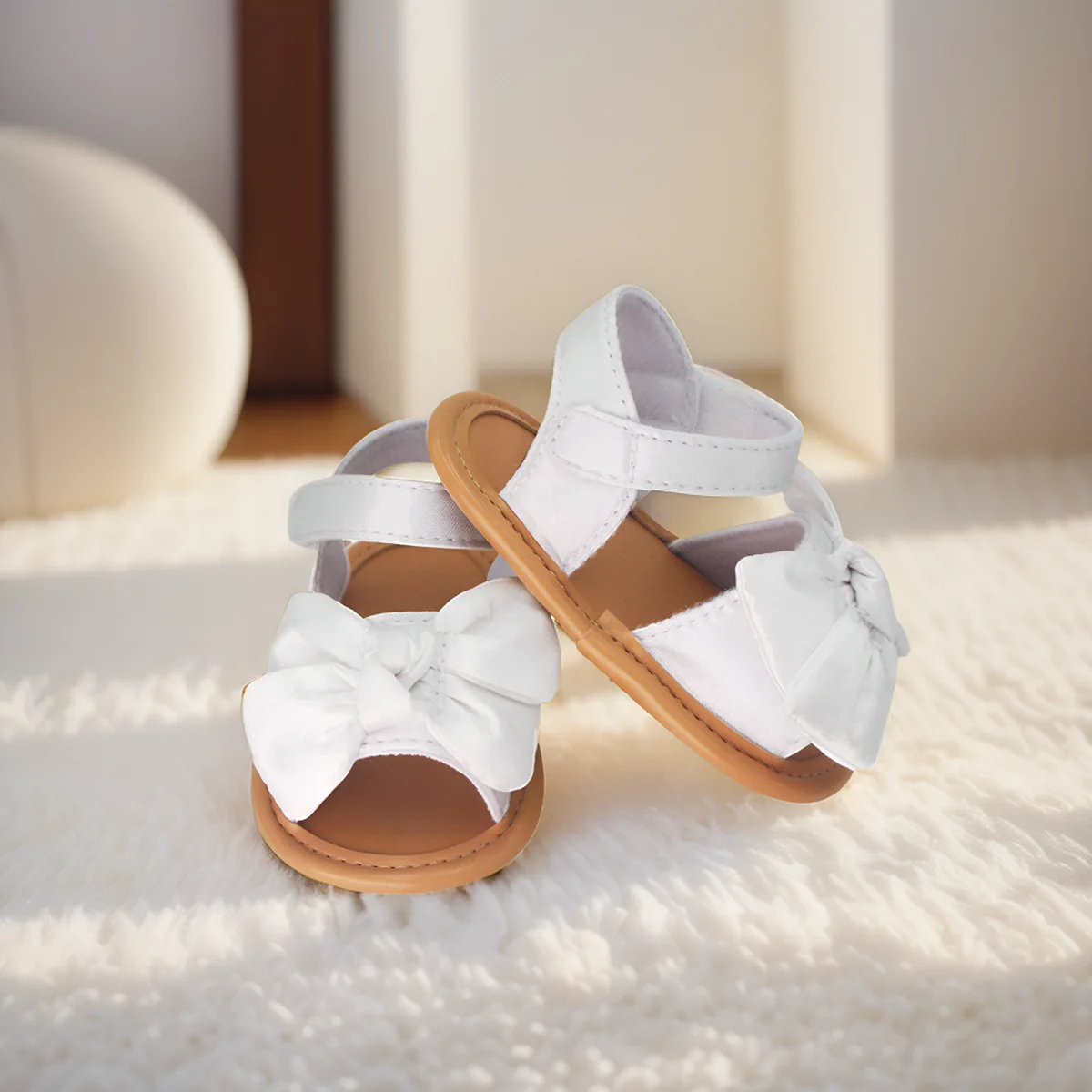 1 pair of women's fashionable and comfortable bow shaped baby cute sandals suitable for summer