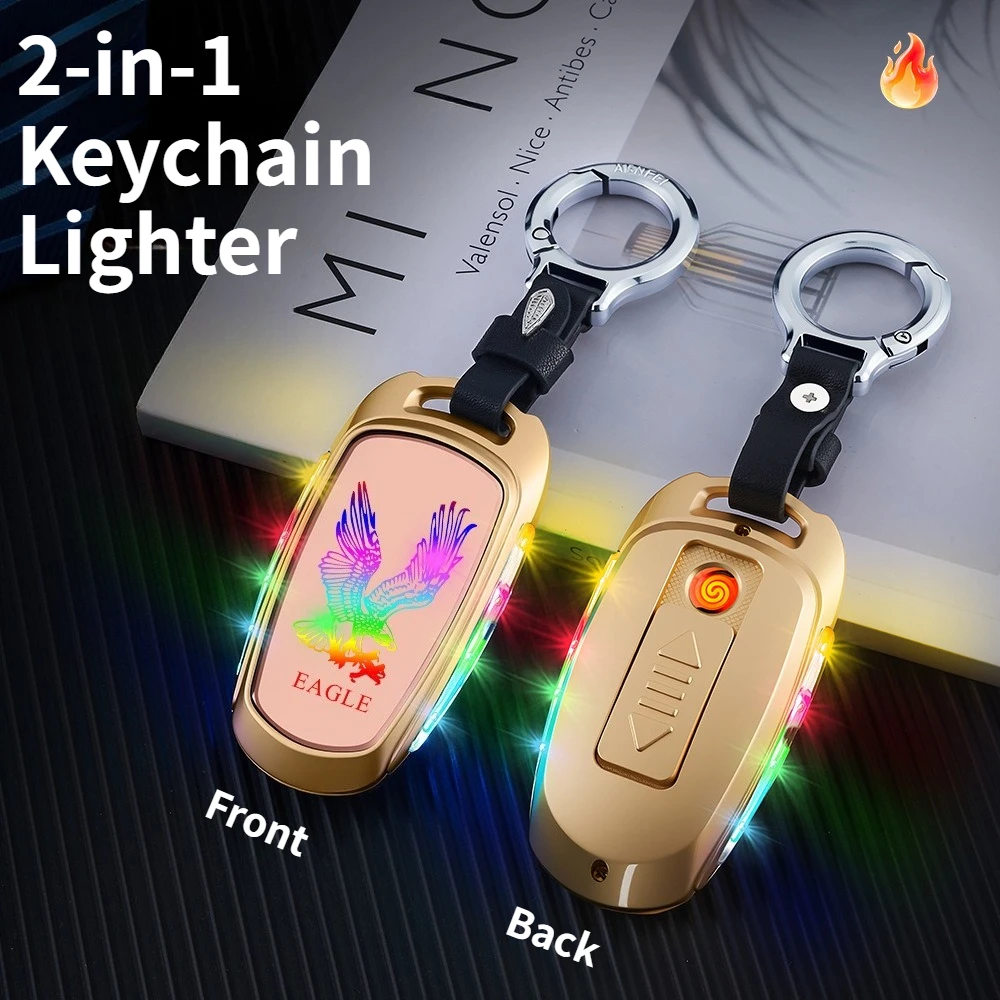 

Two-in-one Key Chain Lighter, Rechargeable Lighter, Tungsten Arc Ignition, Creative Shape Key Chain, Fashionable and Portable