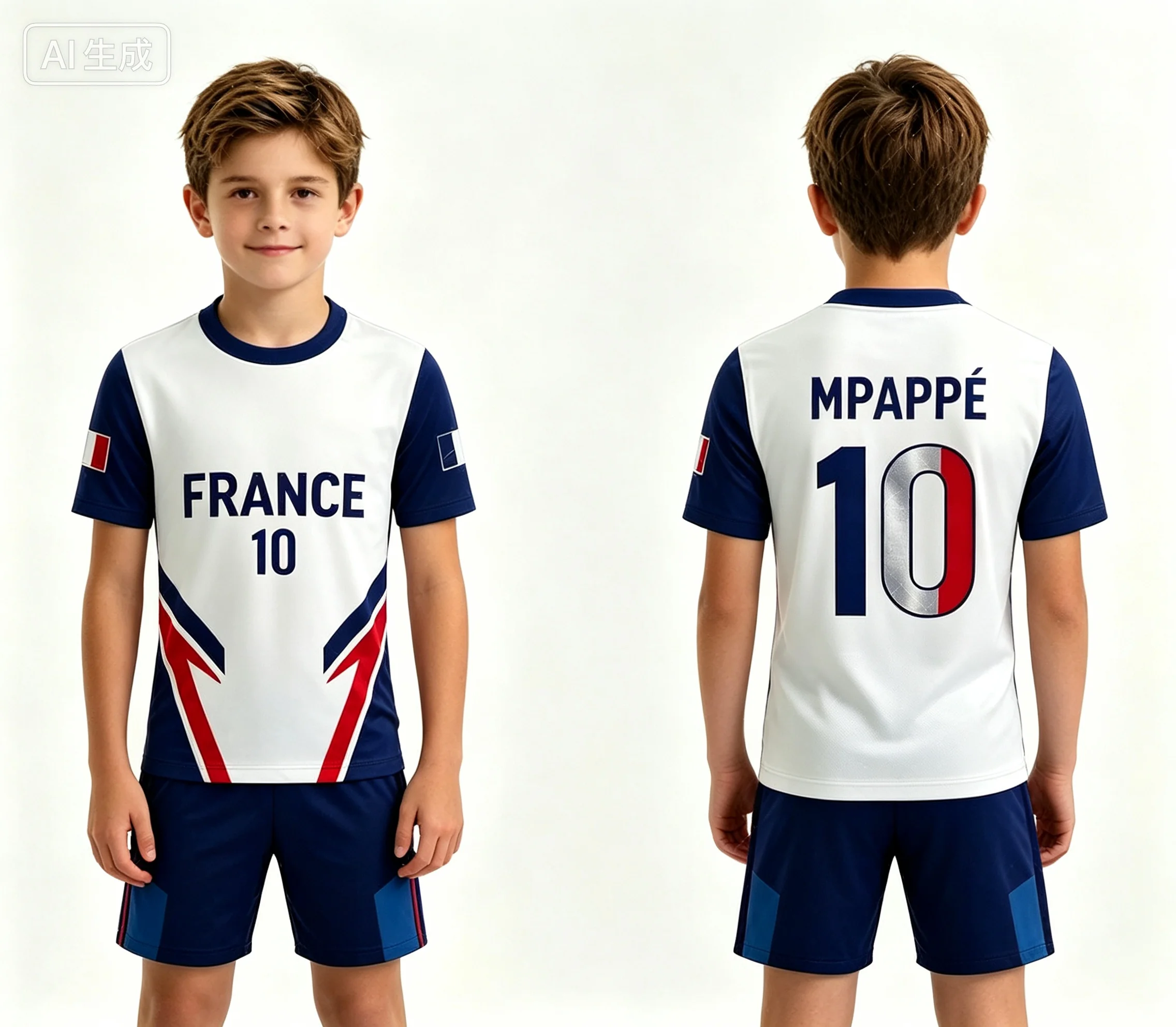 Hotsale NO.10 Mbappé Football Jersey Tee & Shorts Set Single Top Available France Flag Fans 2‑Piece Summer Beach Kids clothes