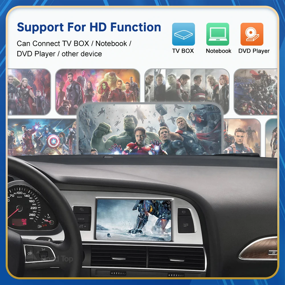 الطريق العلوي اللاسلكية أندرويد السيارات لأودي سيارة A6 C6 3G MMI 2010-2011 Carplay واجهة مرآة ربط الهواء اللعب