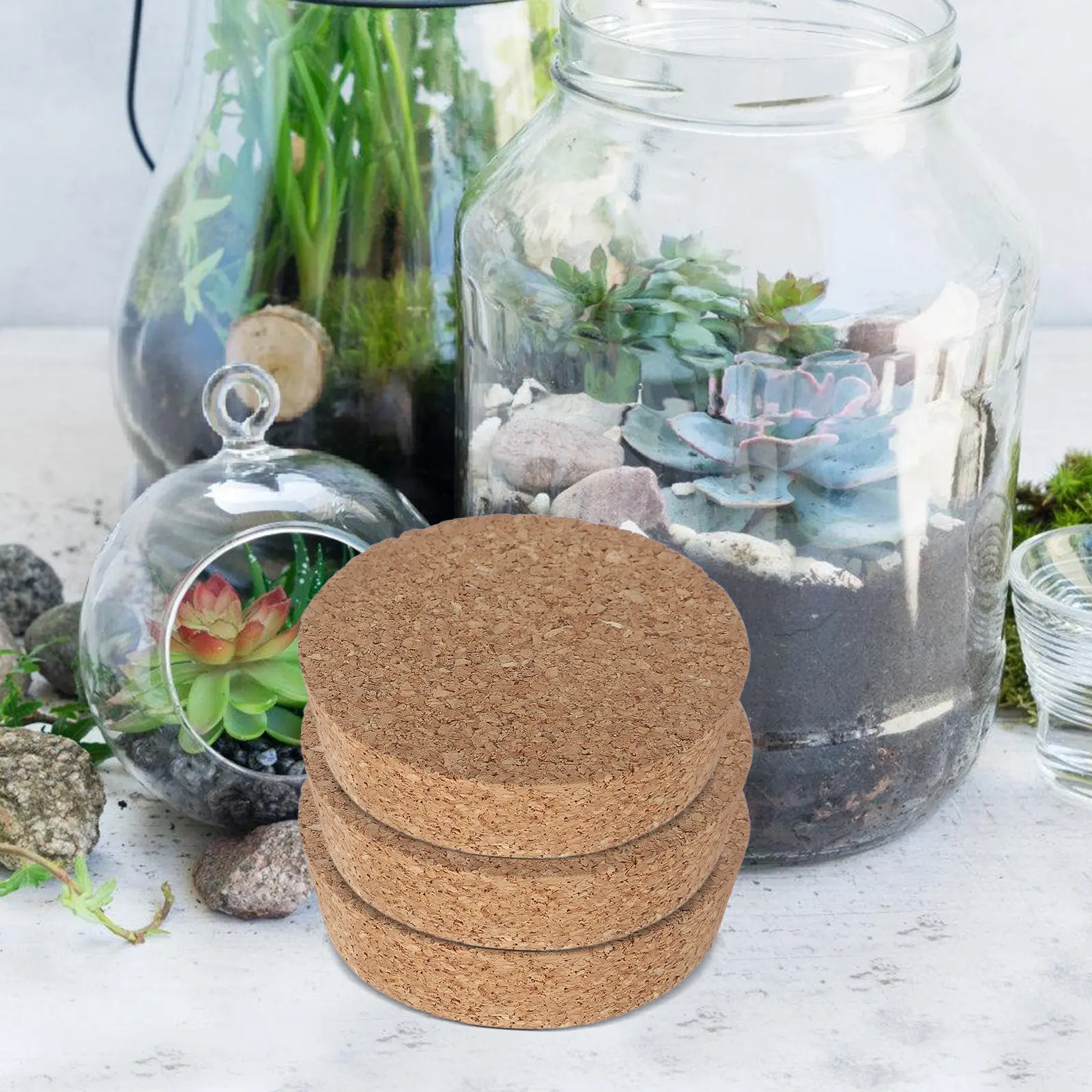 6Pcs Cork Jar Lids for Small Glass Flower Vases Hydroponic Planter Stopper Caps Decorative Plant Storage 80x20x73mm