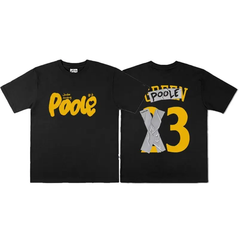 2026 Jordan Poole 3 Basketball Player Name Number Tape Graffiti Double Sided Print Oversized T-shirtShort Sleeve Top Men Women