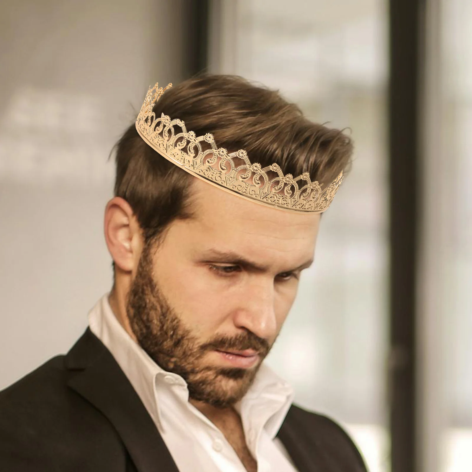 

King Crown Prop For Halloween Cosplay Party Wedding Anniversary Celebration Man Crown Vintage King Crowns Hair Styling