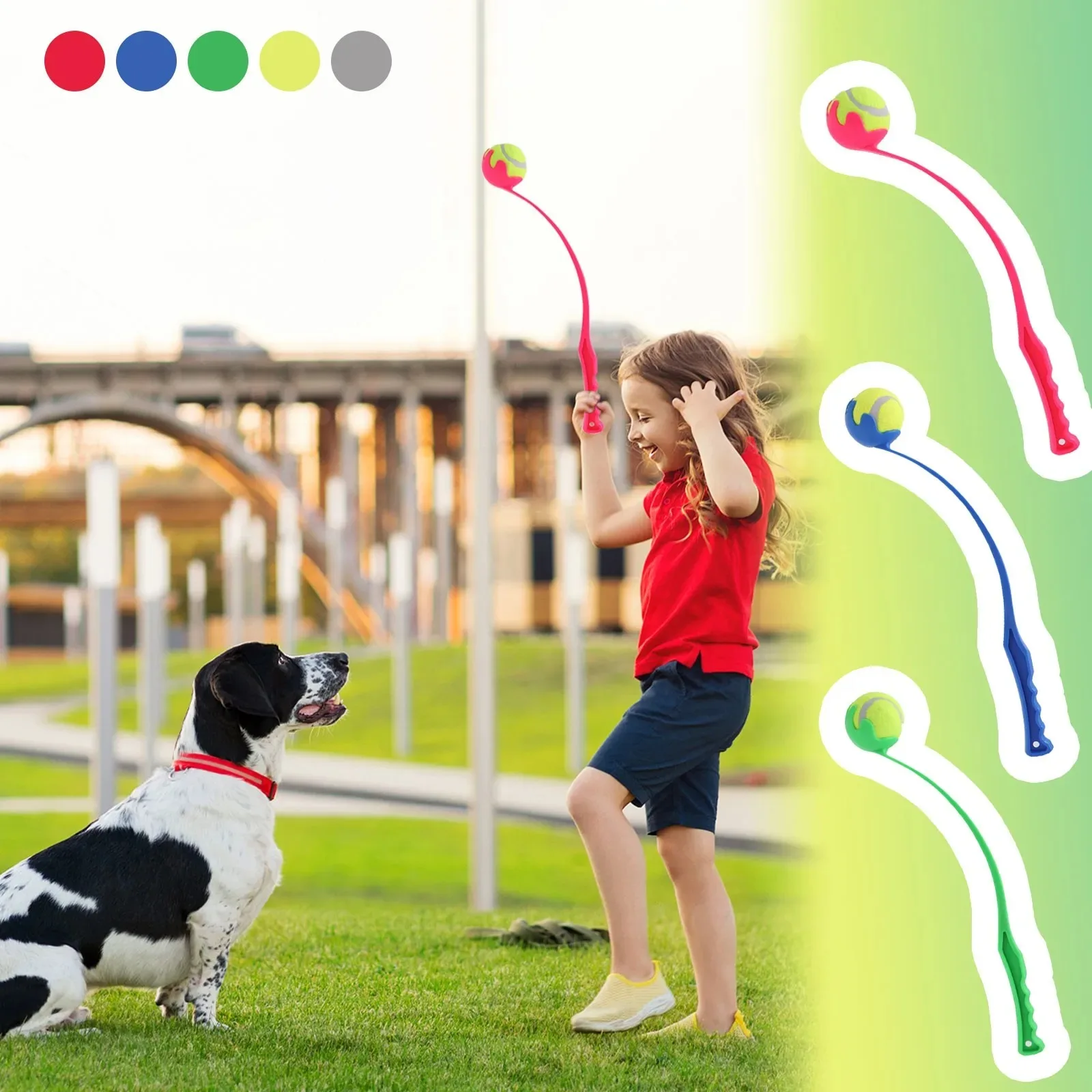 Haustier-Tennisball-Wurfset, Outdoor-Hundetrainingsspielzeug, Robuster Ergonomischer Griff, Interaktives Ball-Sammelsystem, Haustierzubehör – Detail 10