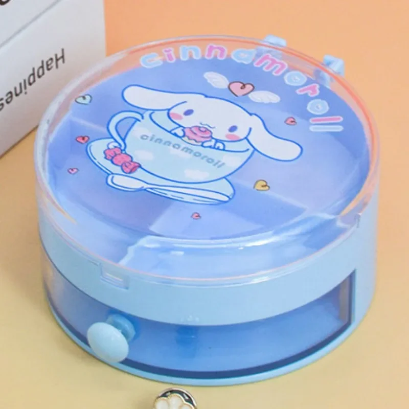 Sanrio My Melody Storage Box Anime Characters Cartoon Cinnamoroll Printed Accessories Kawaii Jewelry Double Layer Storage Box