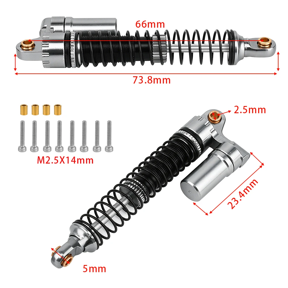 4PCS 53/59/66/78mm Aluminium Legierung Metall Stoßdämpfer Öl Dämpfer für 1/18 RC Crawler TRX4M TRX-4M Bronco Defender Upgrade – Detail 3