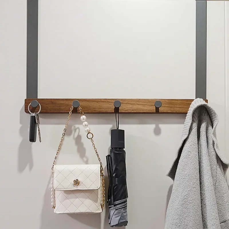 Walnut Clothes Hook Rack High Load-Bearing Storage Rack Wall-Mounted Key Holder Behind Door Organizer Elegant Home Decor