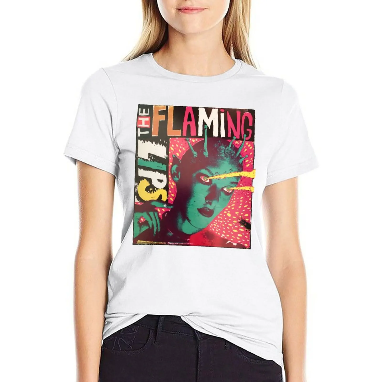 

Vintage The Flaming Lips White T-shirt plus size tops Aesthetic clothing oversized t shirts for Women