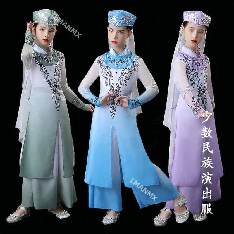 

New children's Hui ethnic costumes, Xinjiang dance costumes, Uyghur performance costumes