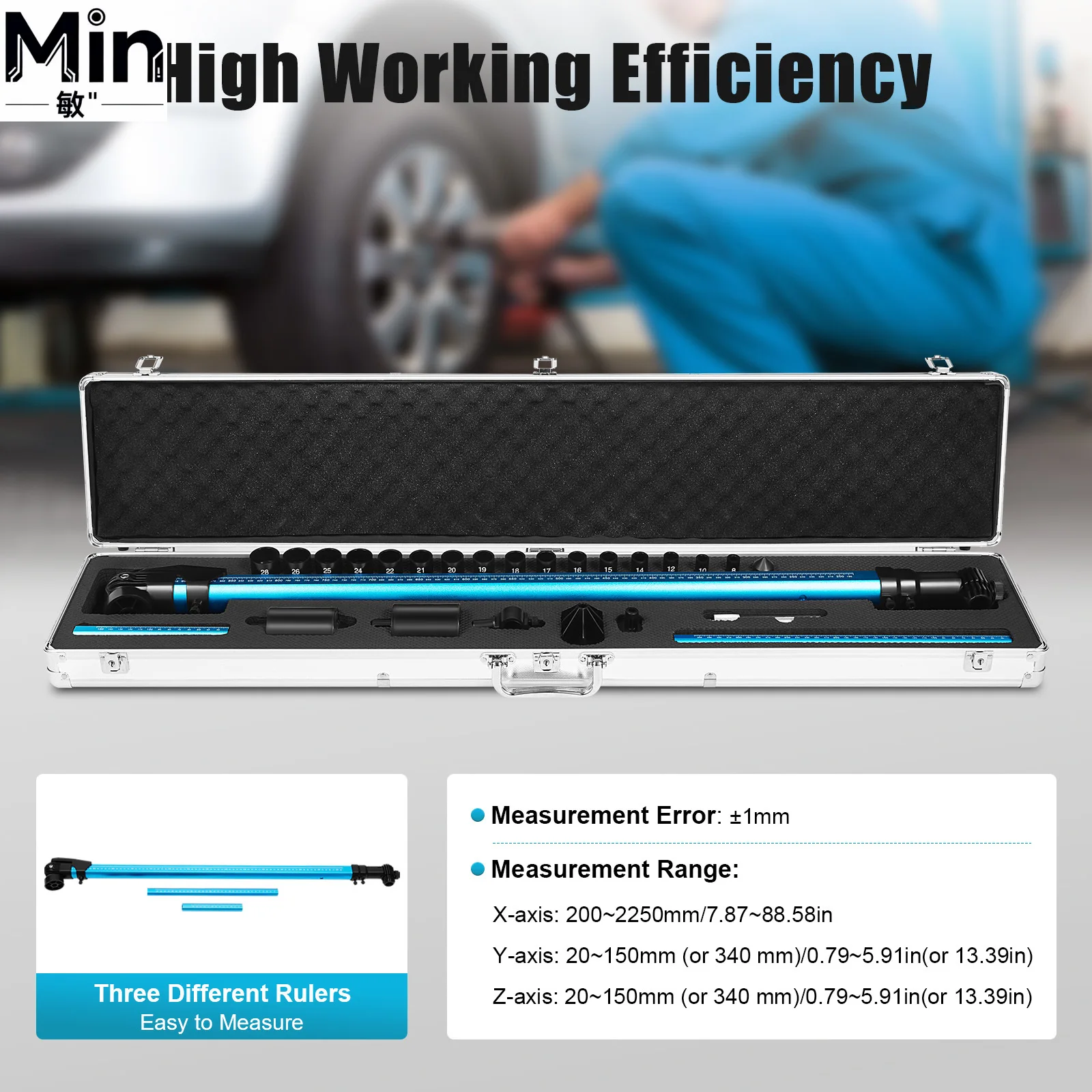 Portable Aviation Aluminum 2D Car Body Measuring Ruler System Vehicle Frame Repair Measuring Tool Kit with CD