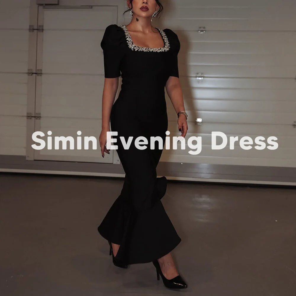 

Simin женские вечерние платья русалки с квадратным вырезом и бисером, с короткими рукавами, до щиколотки, вечерние элегантные платья 2025