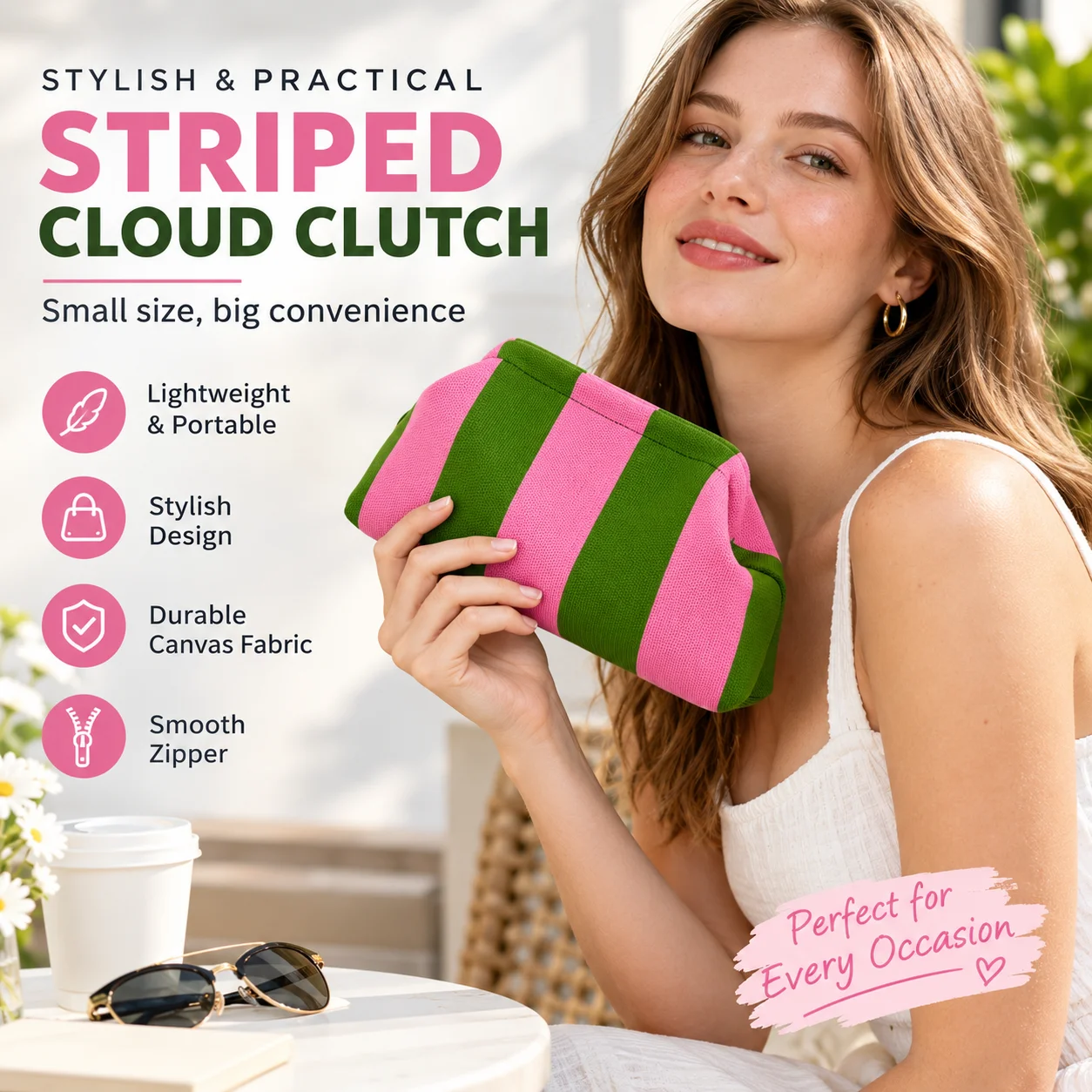 Striped Knit Cloud Bag Summer Winter Christmas Halloween Birthday Mothers Fathers Gift Mom Wife Girlfriend.