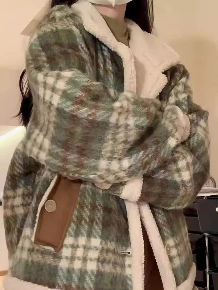 

Куртка из овечьей шерсти, женская одежда, женская антизамерзающая куртка в стиле вестерн, карман-карго, модная куртка на пуговицах для бойфренда, спортивная бейсбольная GF