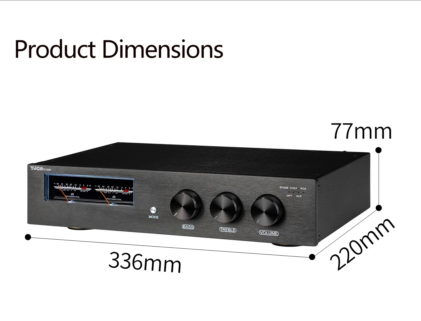 YJCO D1200 Digitaler Leistungsverstärker mit Dual TPA3255 Chip, ES9038Q2M DAC, Bluetooth 5.4, LDAC, XLR Balanced, USB, HIFI Stereo-Verstärker, 600W*2 MAX – Detail 15