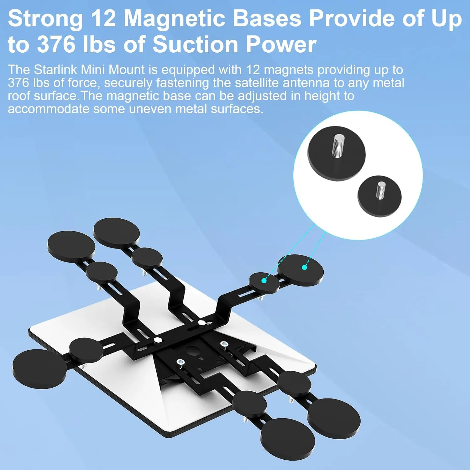 Starlink Mini Magnetic Roof Mount 12 Magnetic Bases Up to 376 lbs Suction Power Starlink Internet Satellite Mounting Kit Mini V4