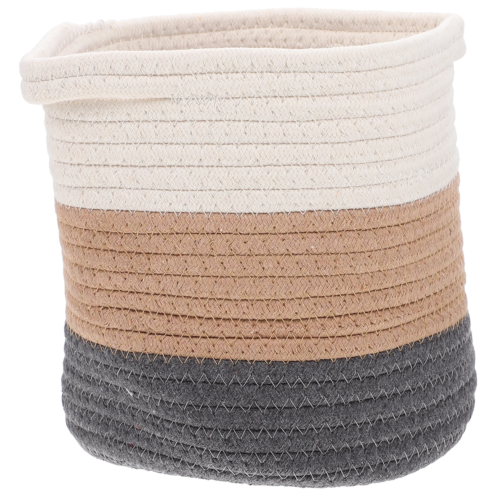 

1pc Woven Storage Basket Natural Cotton Rope Handmade Clothes Organizer For Home Hotel Laundry Room Multipurpose Sundries Holder