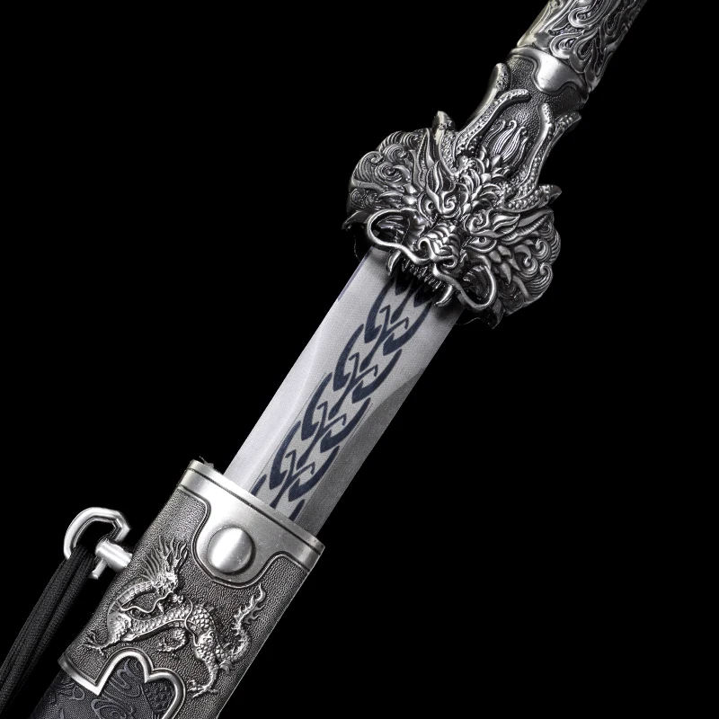 Chinese Han Sword 1060 High Carbon Steel Blade Real Full Tang Sharp Ready Battle Warrior Jian Dragon King Katana Swords - view 2