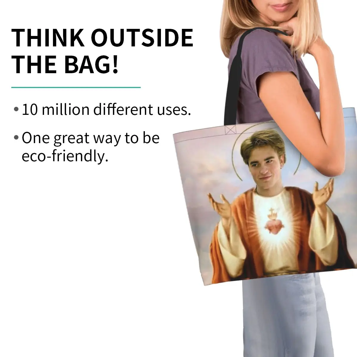 Edward Cullen Twilight Shopping Tote Bag Canvas Large Capacity Shoulder Bags Shopper Grocery Handbag for Women