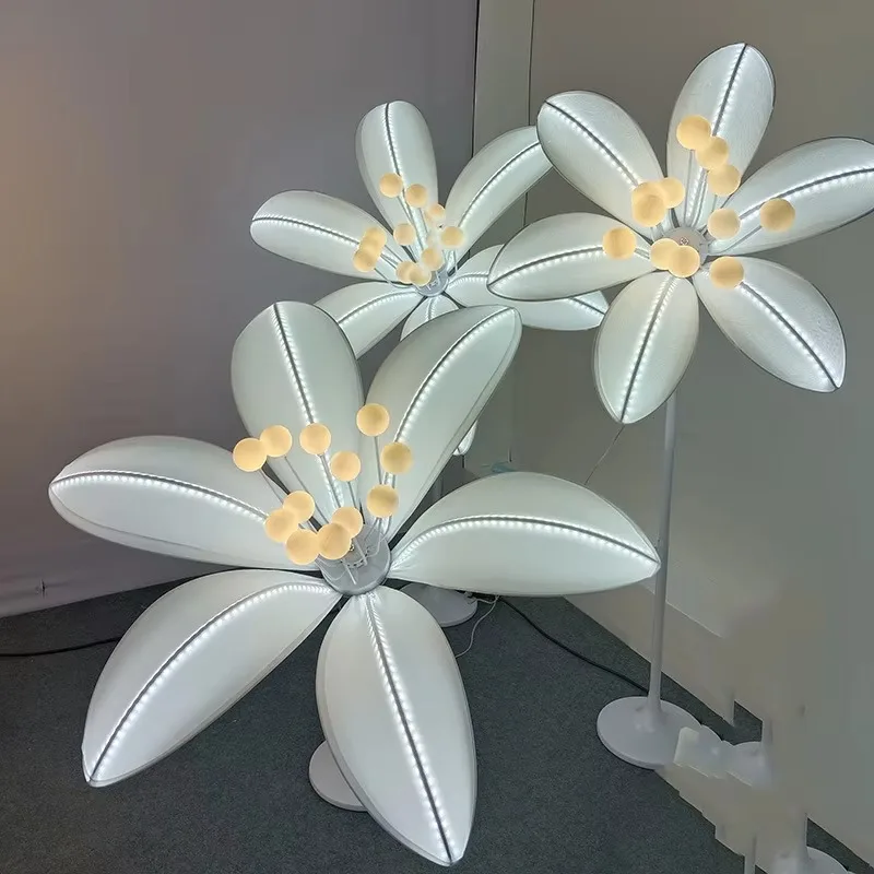 BJ230091 Artificial Silk Lily Road Lead Lights Wedding Standing Lily Flowers Lamps Decoration Party Event Led Road Lead Wedding