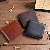 Men's Slim Wallet Genuine Leather Rfid Thin Bifold Wallets for Men Zip Pocket Vintage Man Large Capacity Multi Card Holder Purse