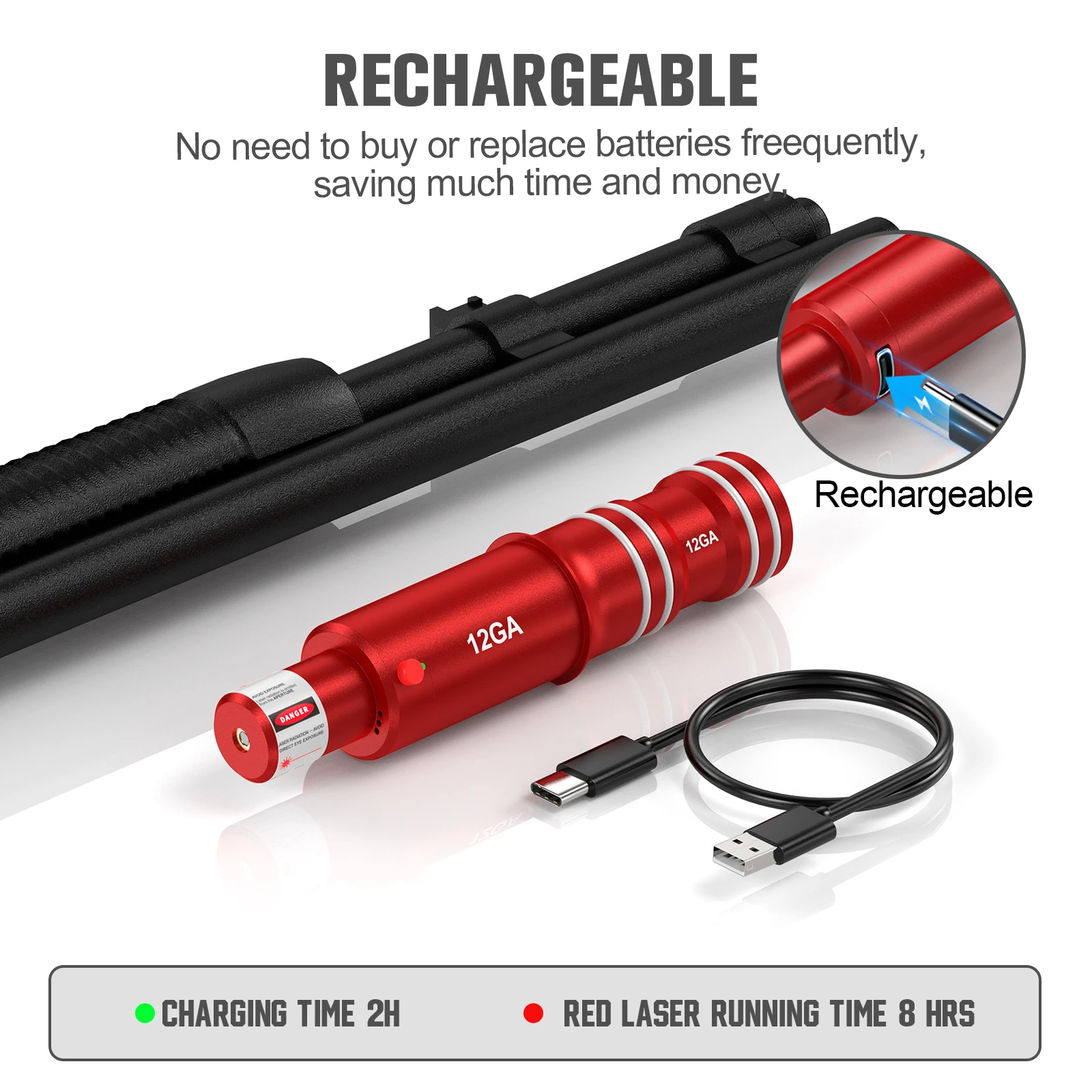 

Pistol and rifle dry fire laser 45ACP/12GA/22LR. 243 laser training tool - hunting accessories training shooting calibrat