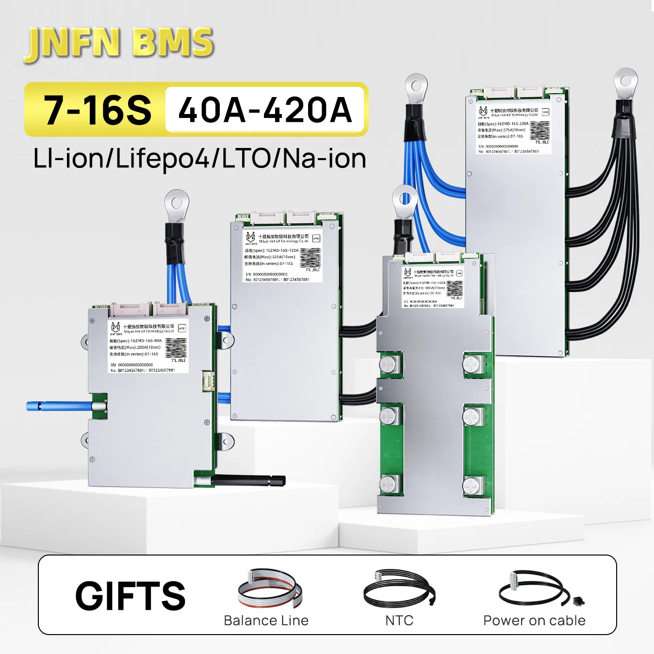 

ANT 7S 8S 16S Smart Bluetooth Balancing BMS 40-420A LiFePO4/Li-ion for E-Bike/Scooter/Motor – Mobile Bluetooth App Monitoring