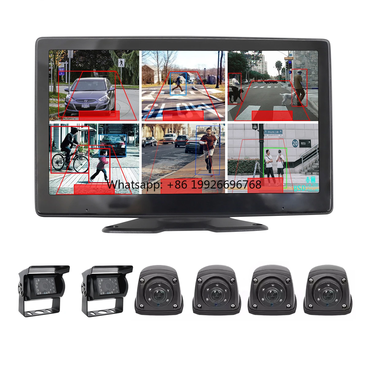 

HD 10.1 Inch 6CH Car Truck Bus Split Screen Rear View Monitor Car Security Built-in Dvr Car Recording LCD Monitor Camera